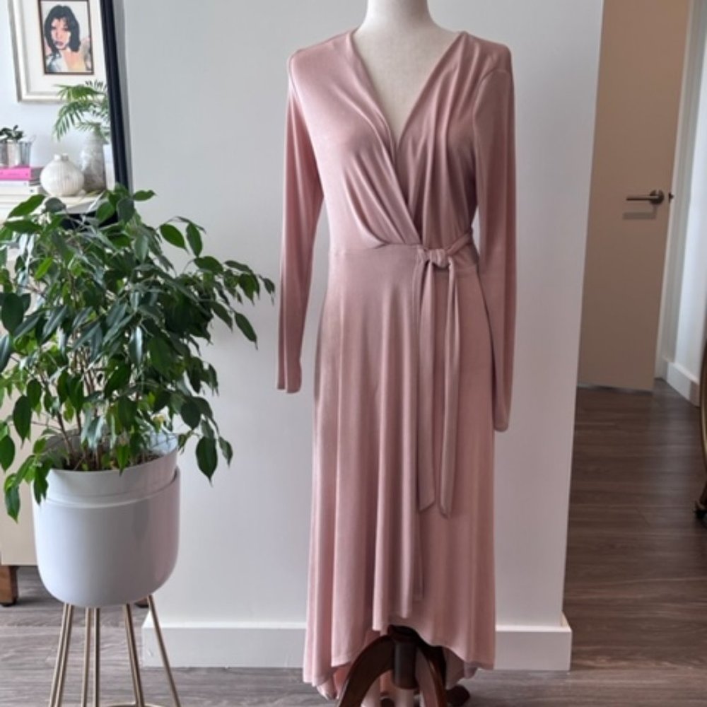 ASTR the Label, Wrap Dress, Beige//Blush Color, Size L